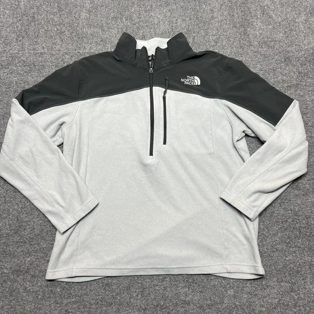 The North Face Jacket Mens L Gray Fleece 1/4 Zip Pullover Windbreaker Outdoor